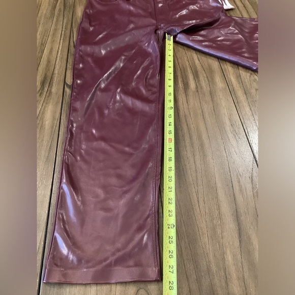 Joie Limited Edition faux leather high rise straight leg Pants 14 burgandy new - Picture 7 of 7